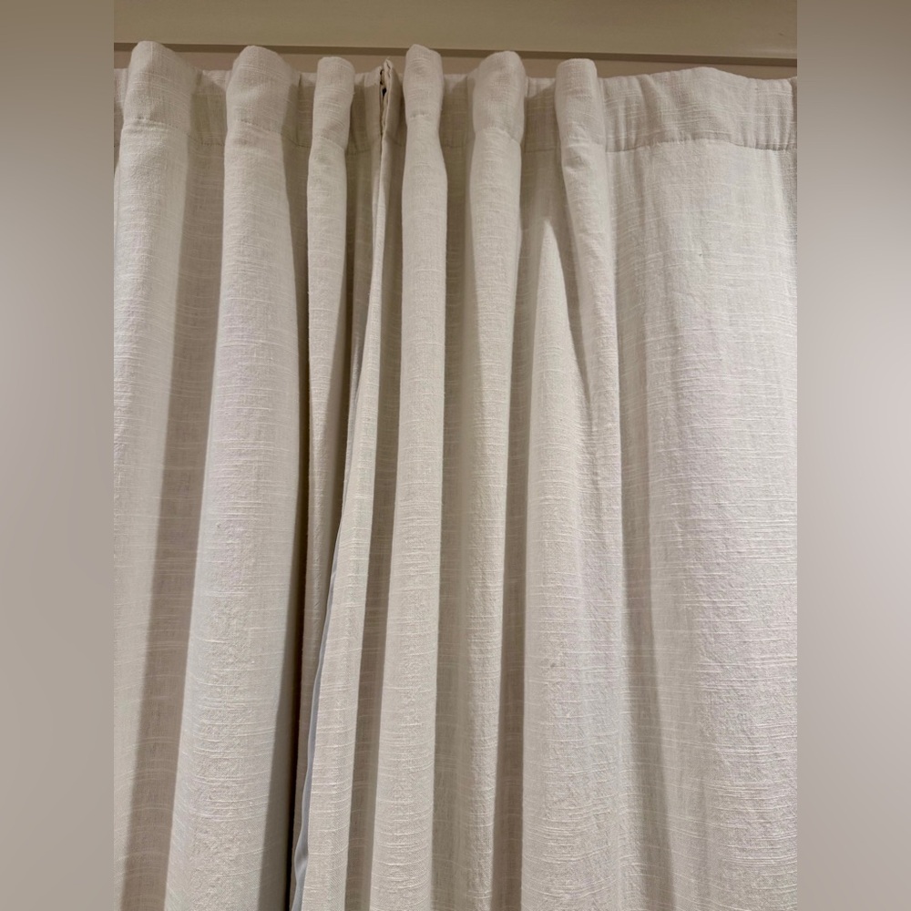 Pottery Barn Shrunken Emery Linen Blackout Curtain, 50 x 84", Ivory